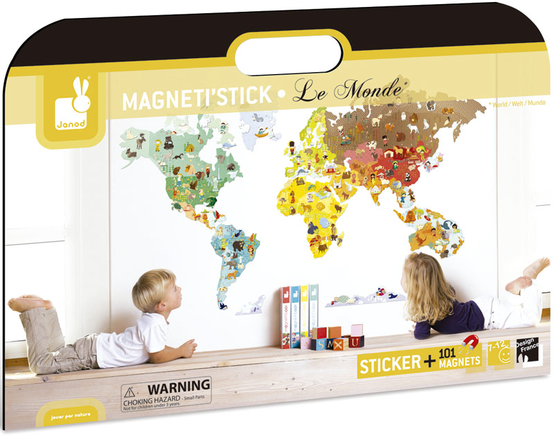 SVĚT MAGNETICKÁ SAMOLEPÍCÍ MAPA NA ZEĎ + 101 MAGNETEK J02850