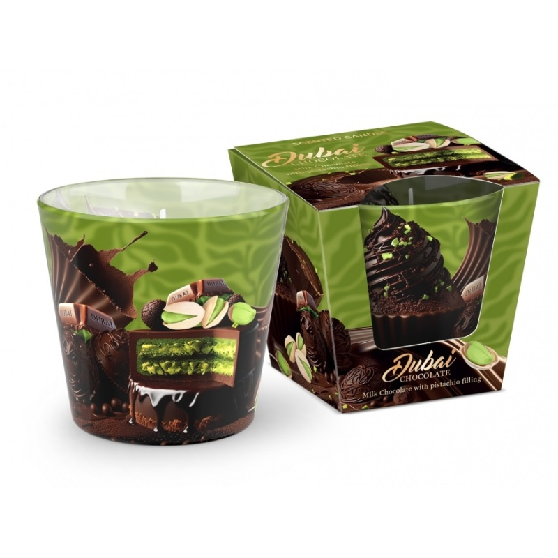 SVÍČKA VE SKLE DUBAI CHOCOLATE 115G