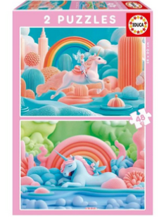 PUZZLE MAGIČTÍ JEDNOROŽCI 2X48 DÍLKŮ