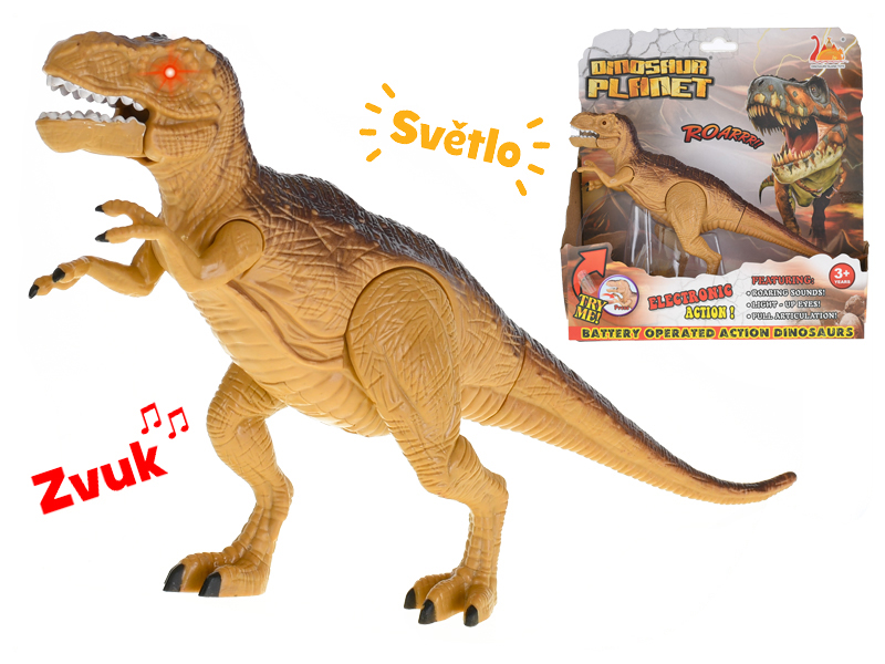 DINOSAURUS TYRANOSAURUS 25CM NA BATERIE SE SVĚTLEM A ZVUKEM