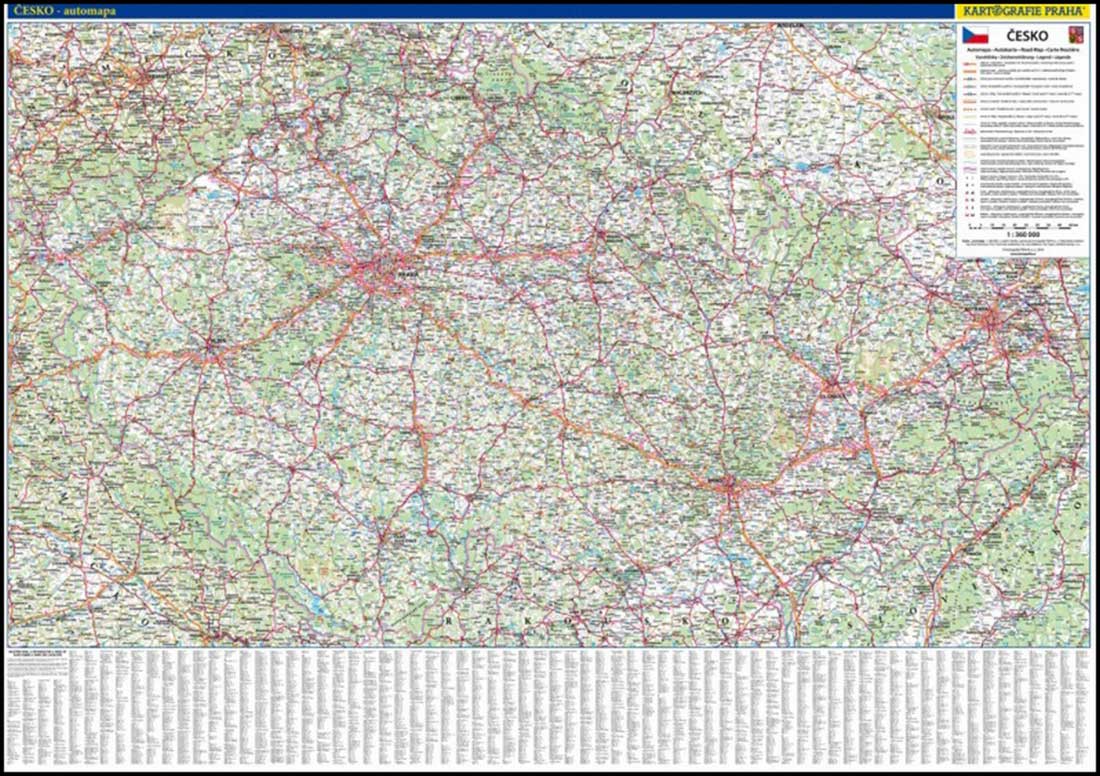 NÁSTĚNNÁ MAPA-ČR/AUTOMAPA/KARTOGRAFIE