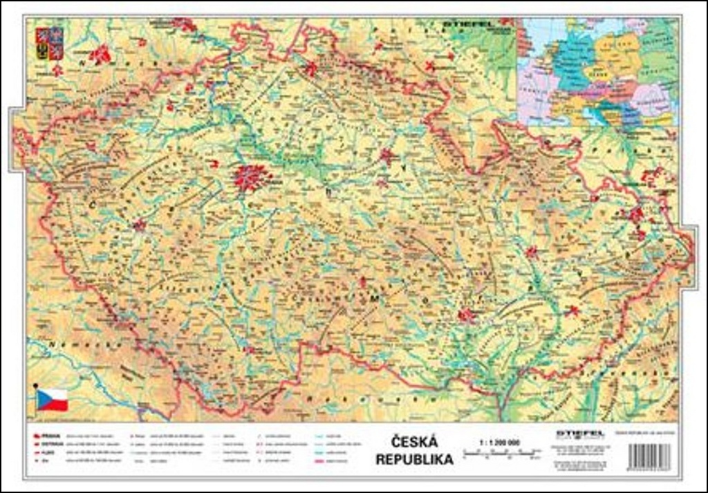 ČR FYZICKÁ/KRAJE MAPA A3