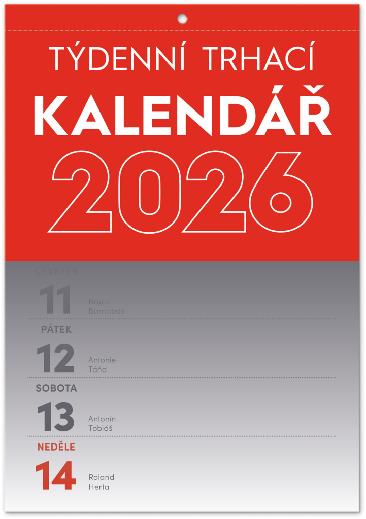 NÁSTĚNNÝ KALENDÁŘ 2026 TRHACÍ TÝDENNÍ