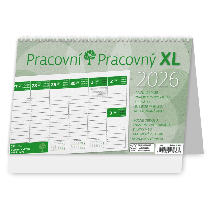 STOLNÍ KALENDÁŘ 2026 PRACOVNÍ XL