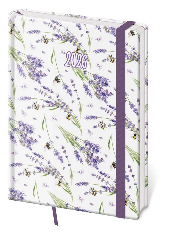 DIÁŘ 2026 DENNÍ A5 VARIO LAVENDER S GUMIČKOU