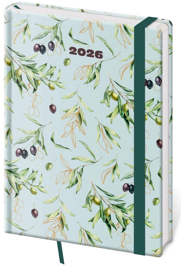 DIÁŘ 2026 DENNÍ A5 VARIO OLIVE S GUMIČKOU