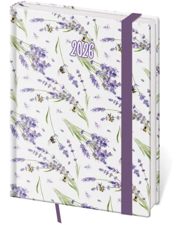 DIÁŘ 2026 DENNÍ B6 VARIO LAVENDER S GUMIČKOU