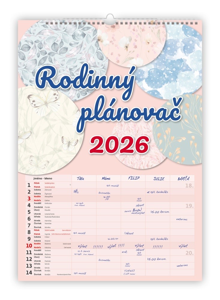 2026 RODINNÝ PLÁNOVAČ NÁSTĚNNÝ