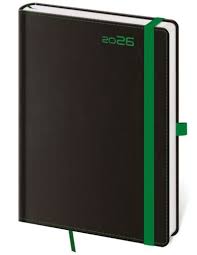 DIÁŘ 2026 TÝDENNÍ B6 BLACK GREEN S POUTKEM