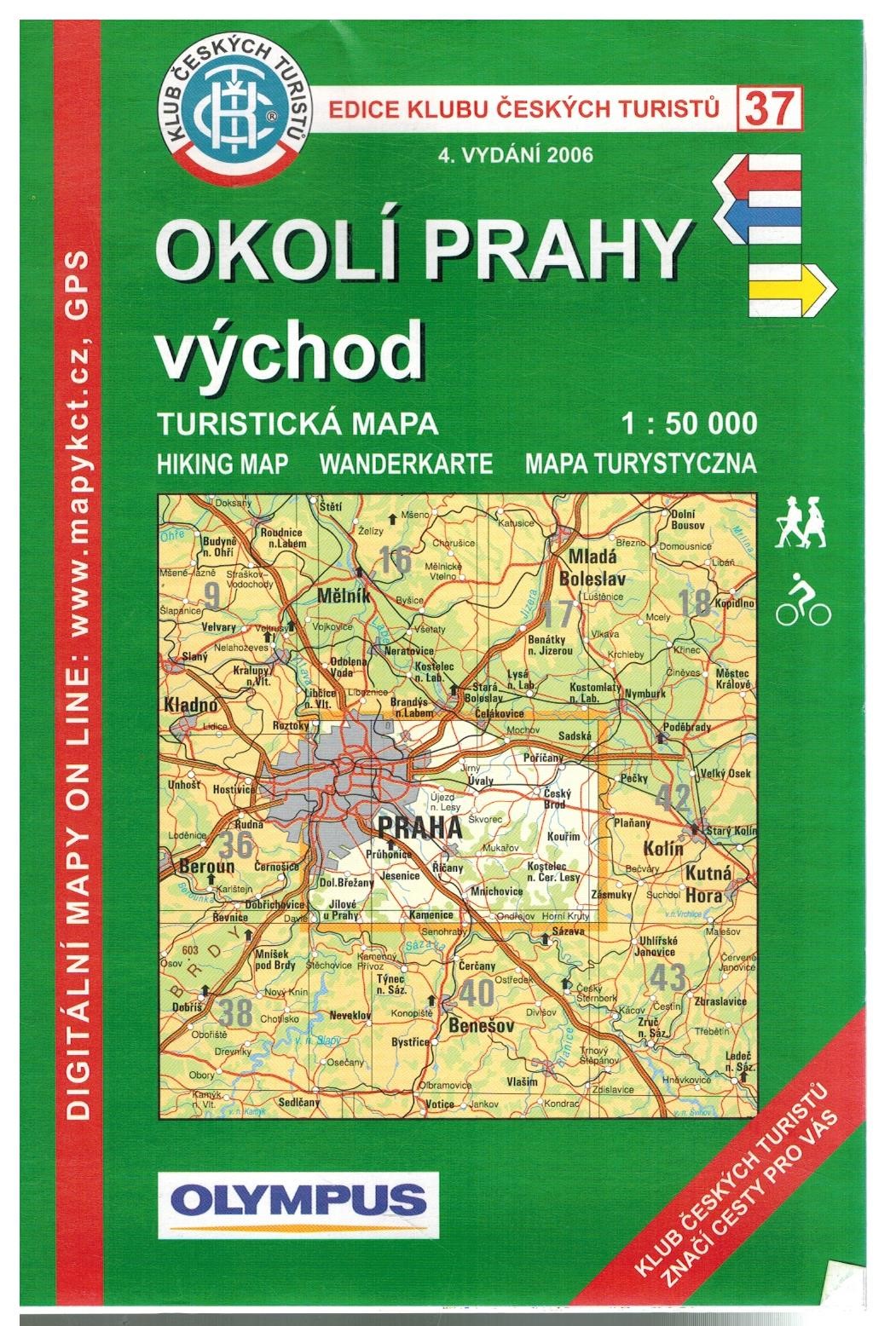 MAPA KČT 37 OKOLÍ PRAHY VÝCHOD