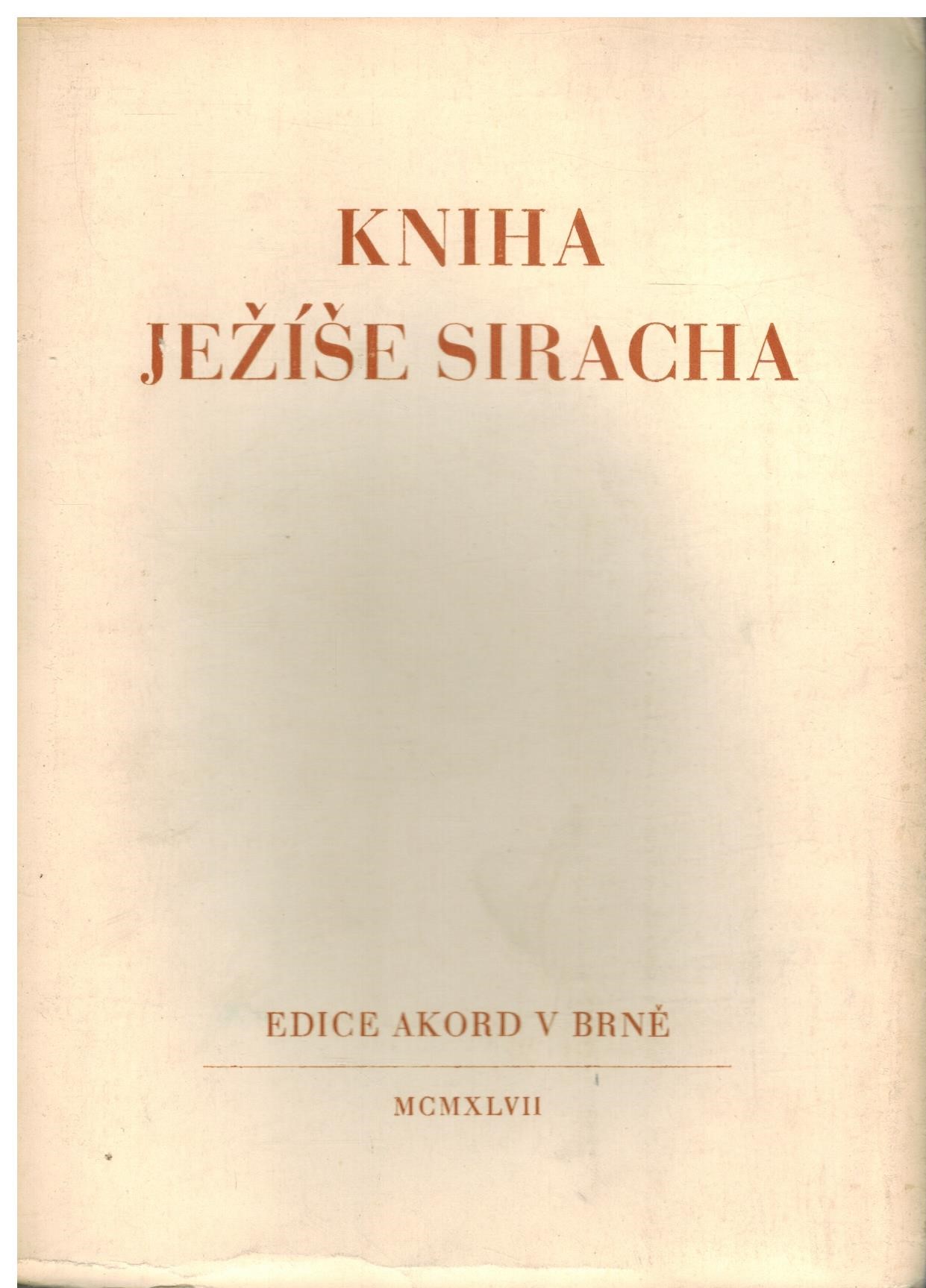 KNIHA JEŽÍŠE SIRACHA